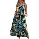 WIHOLL Summer Dresses for Women Flowy Casual Midi Dress Beach Vacation Sundresses with Pockets