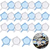 Patelai 24 Pieces Silicone Stretch Can Lids Reusable Expandable Jar Lid Soda Beer Cans Round Elastic Container Food Storage Covers for Mug Cup Small Bowl Fruits Vegetables Storage