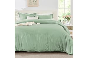 ChiXpace Queen Duvet Cover Sage Green - Comforter Cover Set Soft Brushed Microfiber Queen with Zipper Closure, 3 Pieces, 1 Duvet Cover (90"x90") & 2 Pillow Shams