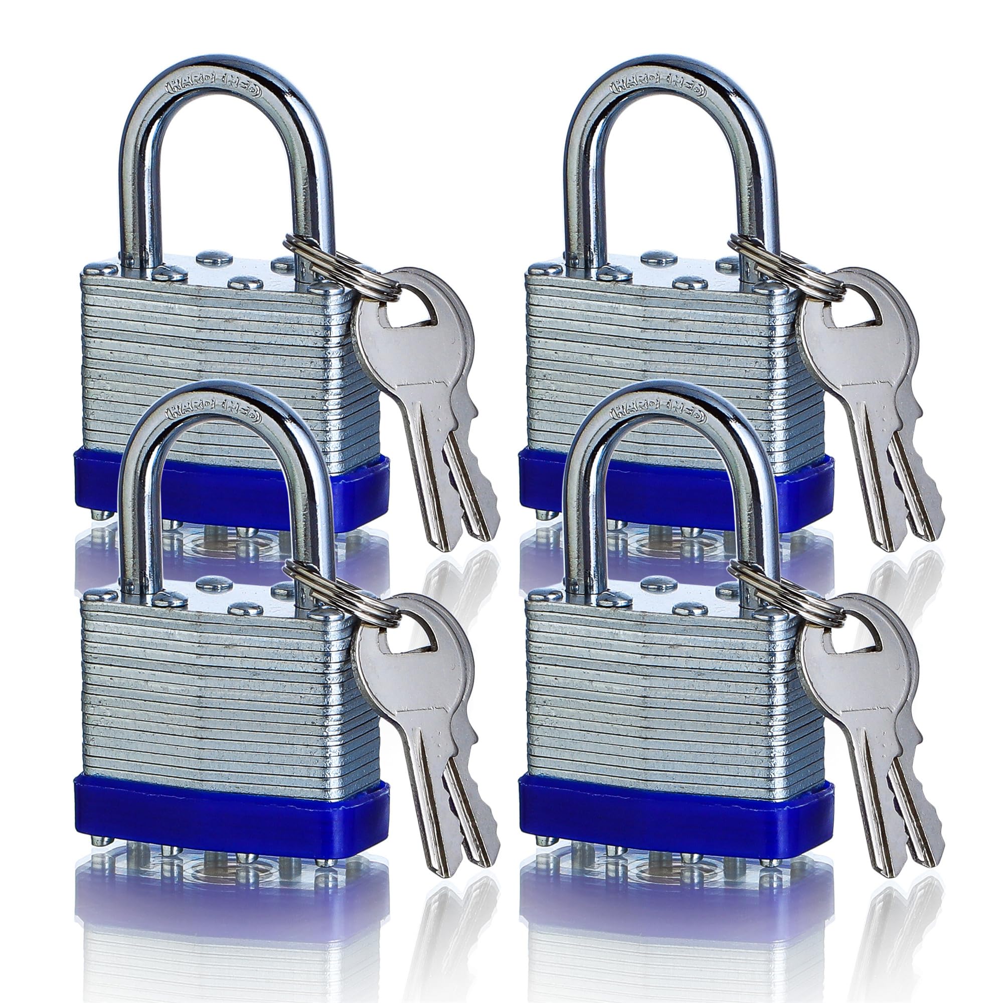 ZEERSHEE 4 Pack Keyed Alike Padlocks High Security Padlocks with Keys Heavy Duty Padlock with Keys Locks with Keys Outdoor Use All Weather Resistant