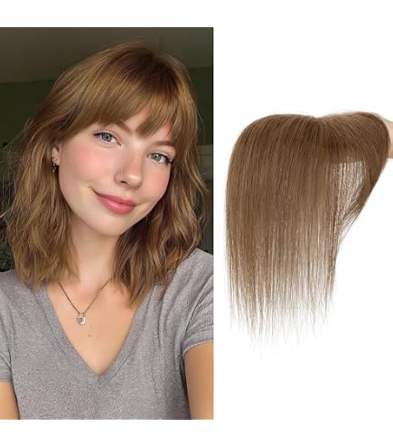 Real Human Hair Topper with Bangs, 2x6 Lace Base, 5 Clips for Natural Coverage Amazon.com : Hairro Hair Toppers for Women Real Human  main image 3