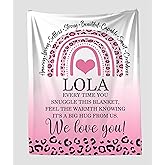 Lola We Love You Blanket Pink Leopard - Respectful and Loving Blanket Gifts for Lola On Mothers Day Birthday Holiday Anniversary - Soft Cozy Throw 50X60 Inches