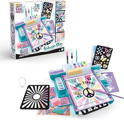 Art Lab Watercolour Studio - 8 Paints, 15 Colours, 15 Papers, Stencils Kit