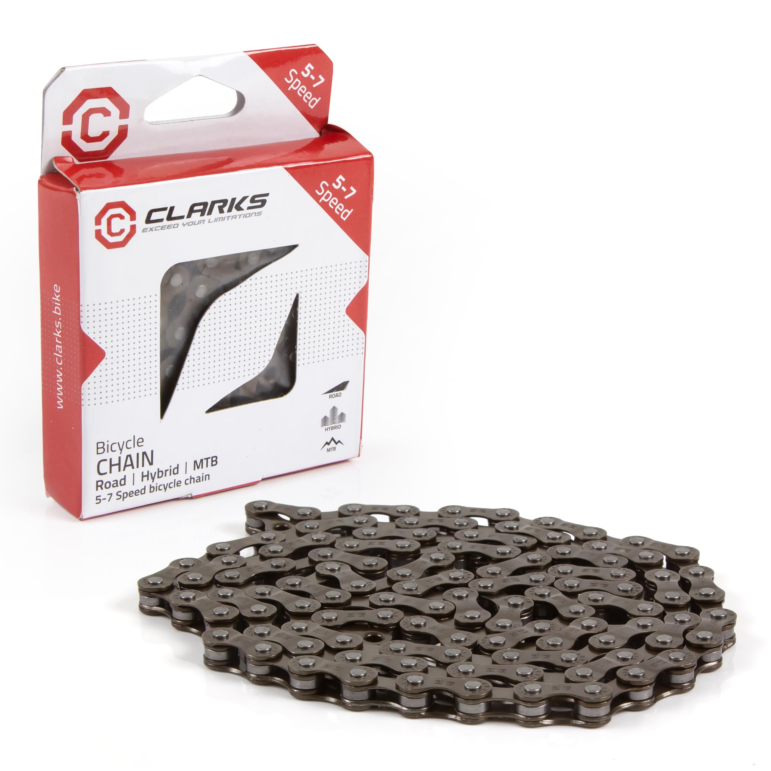 Clarks Cycle Systems Standard Chain, Silver, 5-7 Speed, Fits Various and Hybrid Derailleur Systems