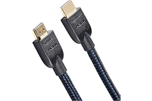 Amazon Basics HDMI Cable 15ft, 4K HDMI 2.0 Cord (18Gbps), Nylon-Braided, 4K@60Hz, 2160p, 48 bit, Compatible with TV/PS5/Xbox/Roku, Black & Blue