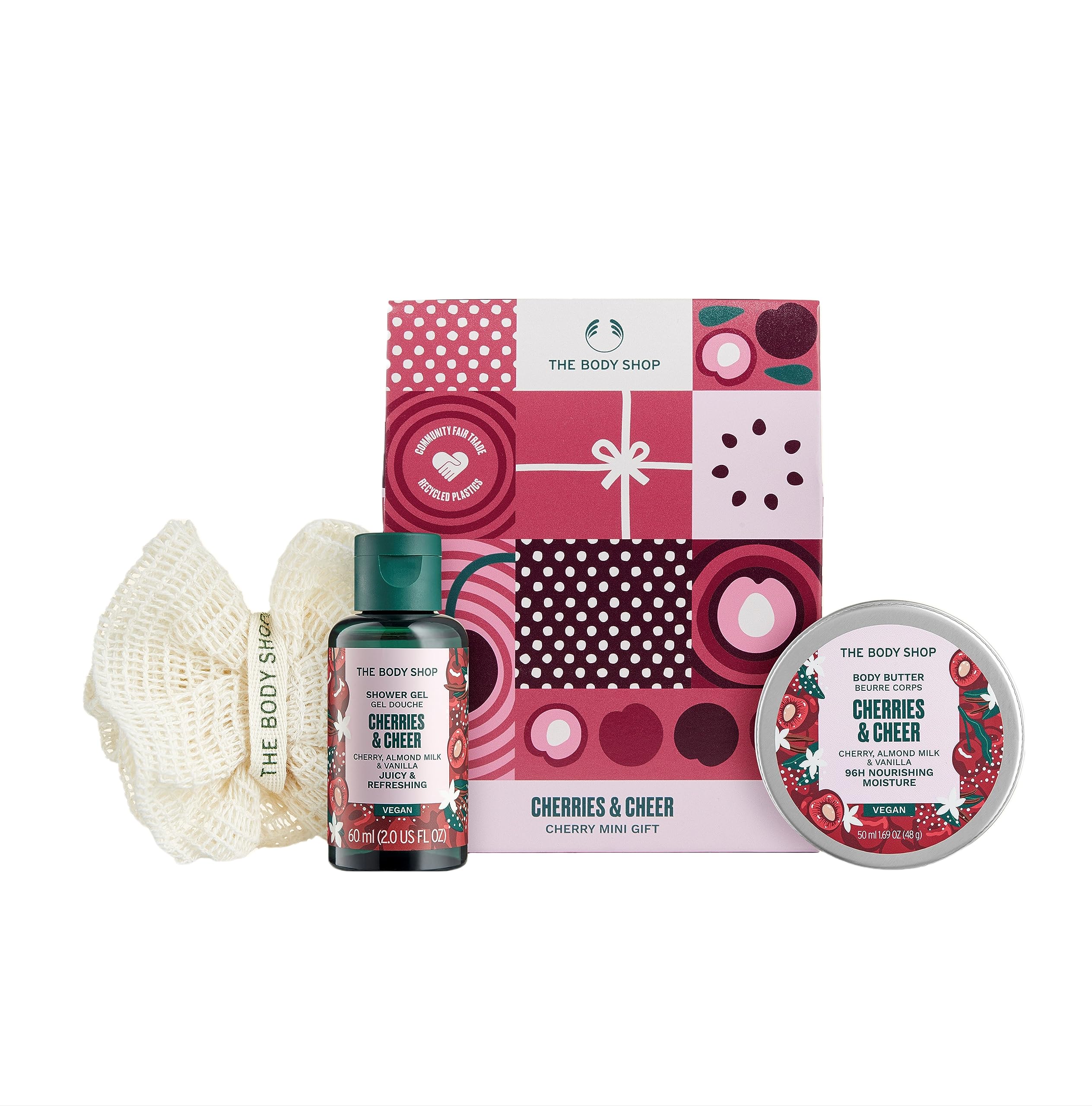 The Body Shop he Body Shop Cherries & Cheer Mini Body Care Gift Set, Vegan, 3-Piece Set