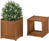 Furinno Hardwood Planter Box Teak Oil Wood Natural 182.12 W x 44.70 H cm view 6