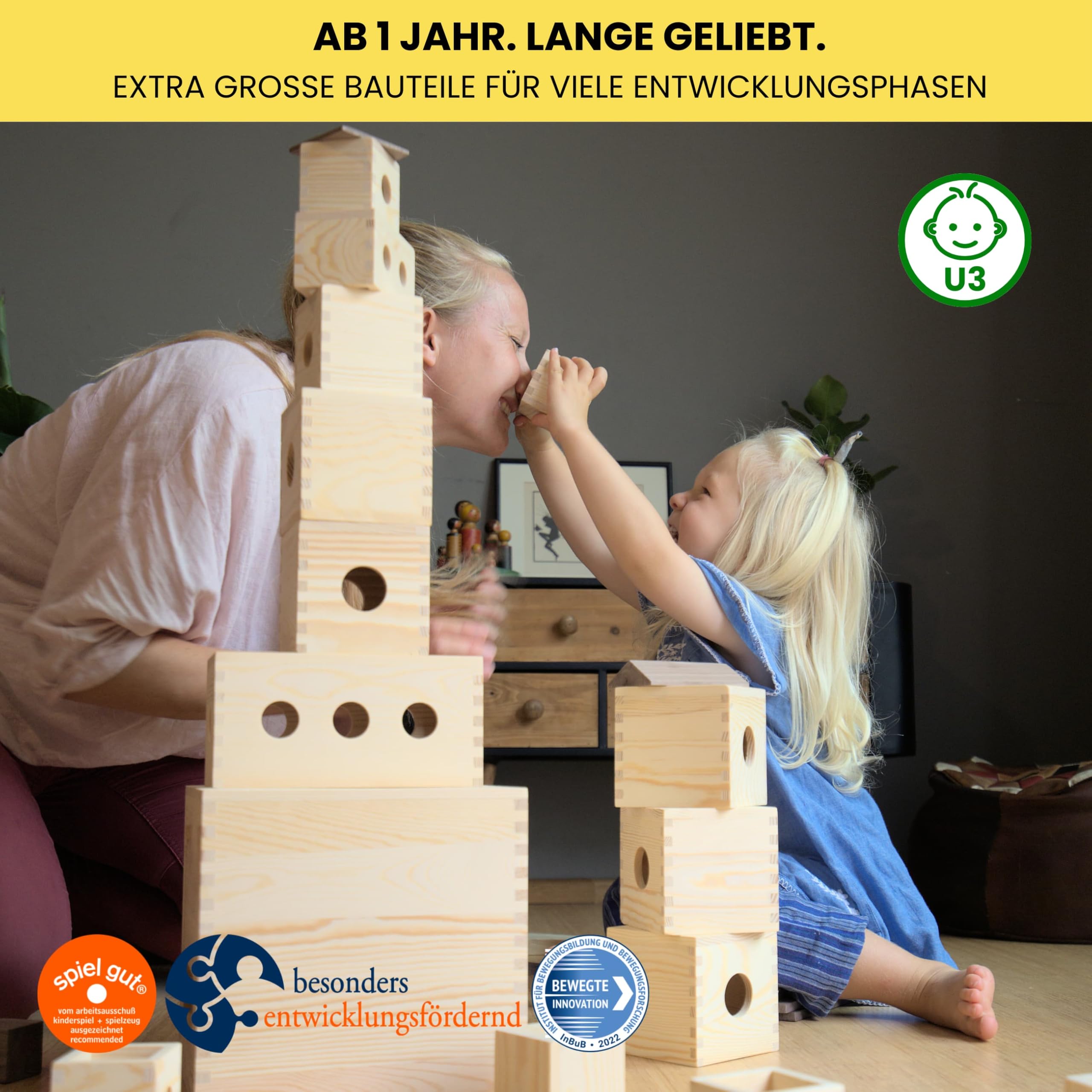 MATZBOX Montessori Kreativspielzeug aus Holzbausteinen – ausgezeichnetes Premium Spielzeug von 1 bis 7 Jahren – vielseitige Bauklötze & Boxen für freies, langanhaltendes Spielen, nachhaltiges Geschenk 8