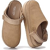 Project Cloud 100% Genuine Leather Clogs for Women - Memory Foam Womens Clogs & Mules with Adjustable Straps - Lightweight Platform Shoes Non-Slip Slides (Goldstar, Sand,5.5)