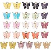 COGCHARGER 26Pcs Colorful Butterfly Charms Butterfly Pendants Shiny Mixed Color Alloy Butterfly Charms for Earrings Bracelets Necklace Jewelry Making DIY Crafts