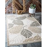 Unique Loom Outdoor Botanical Collection Area Rug - Augusta (9' x 12' 2" Rectangle, Beige/ Ivory)