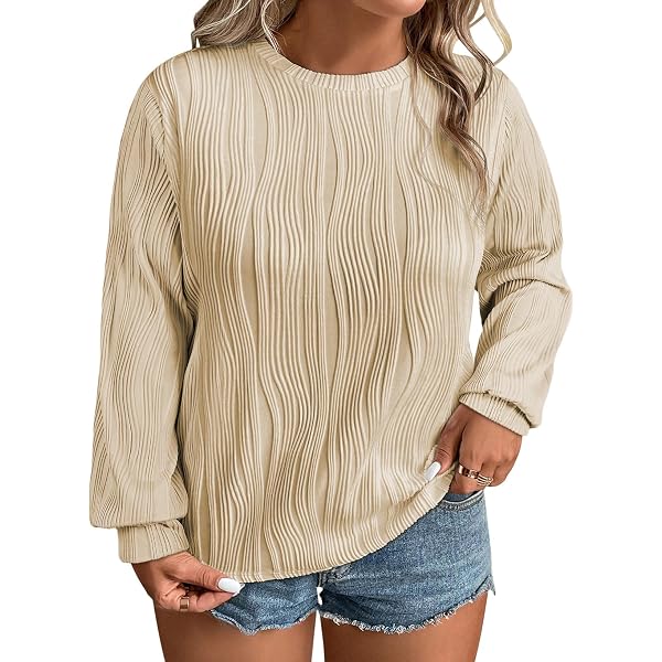thumbnail image 2 of Eytino Women's Plus Size Pleated Blouse - Puff Long Sleeve Crew Neck Tunic Top (1X-5X) 2 of 11