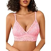 Avidlove Lace Bralette for Women Sexy Wireless Bralettes Non Padded Bralette V Neck Minimizer Lingerie
