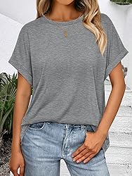 AUTOMET Womens Summer Tops Oversized Short Sleeve