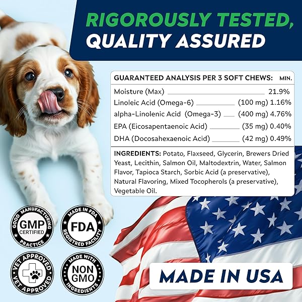 STRELLALAB OMEGA 3 FOR DOGS – (180CT) FISH OIL TREATS – ALLERGY & ITCH RELIEF SKIN & COAT SUPPLEMENT – DRY ITCHY SKIN, ANTI SHEDDING & HOT SPOTS TREATMENT – PET SALMON OIL CHEWS – CHICKEN FLAVOR