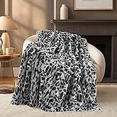 Cozy Bliss Luxury Faux Fur Throw Blanket Leopard Print, Non Shedding Double Sided Sherpa Blankets Super Soft Fluffy Thick Warm Throws Home Decor for Couch Bed Sofa Women,50"*60"Inches Snow Leopard