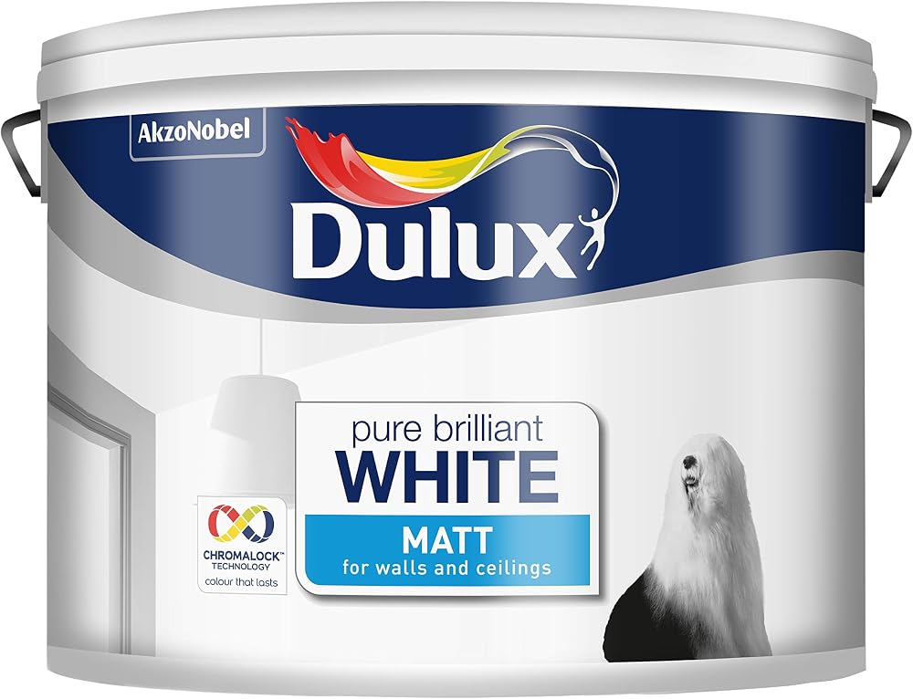 Dulux Matt Paint 10L White Interior Walls Ceilings Low Sheen Finish