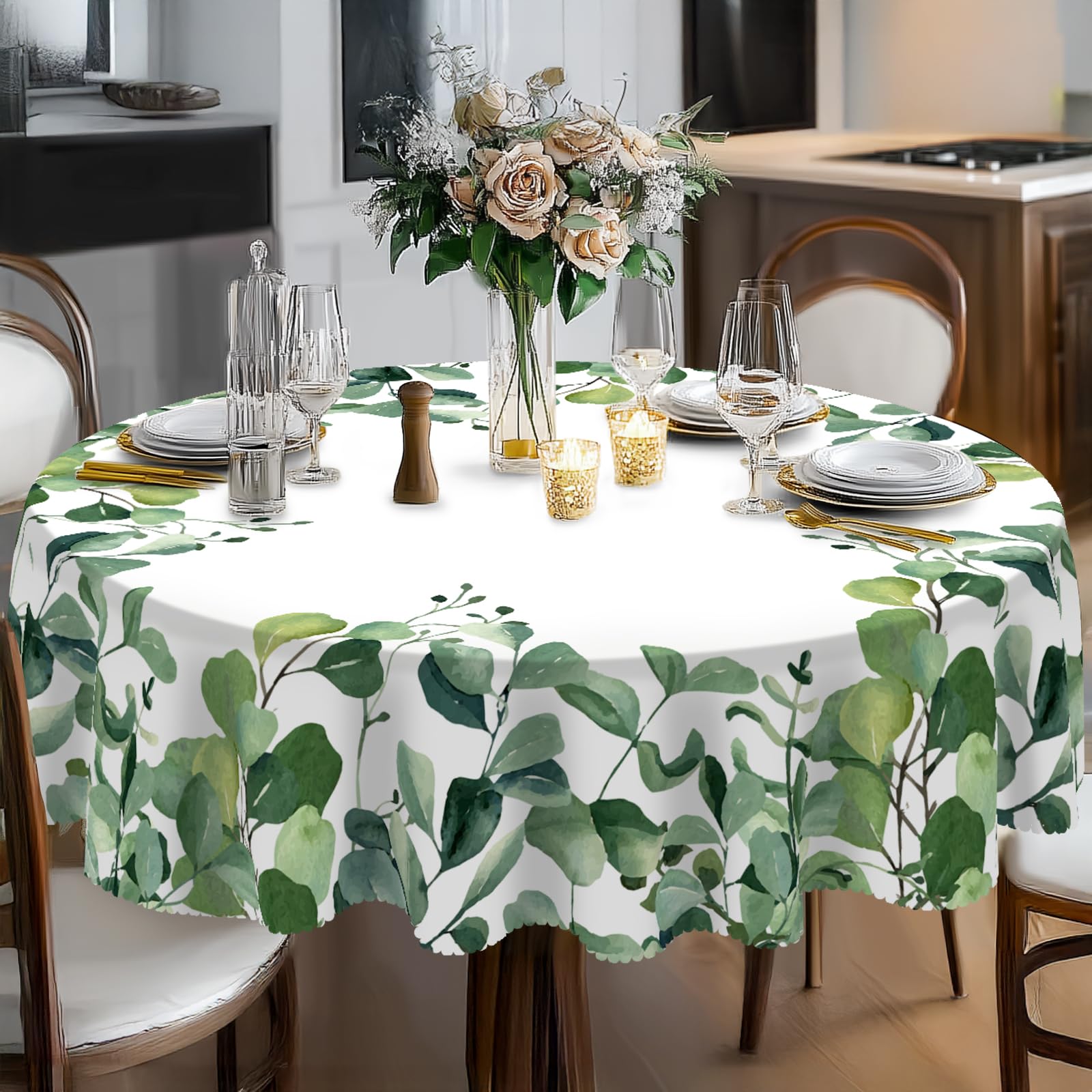 Photo 1 of Eikione Round Tablecloth 60inch, Summer Floral Tablecloth Waterproof and Wrinkle-Free, Table Covers, Summer Decorations for Home Dining