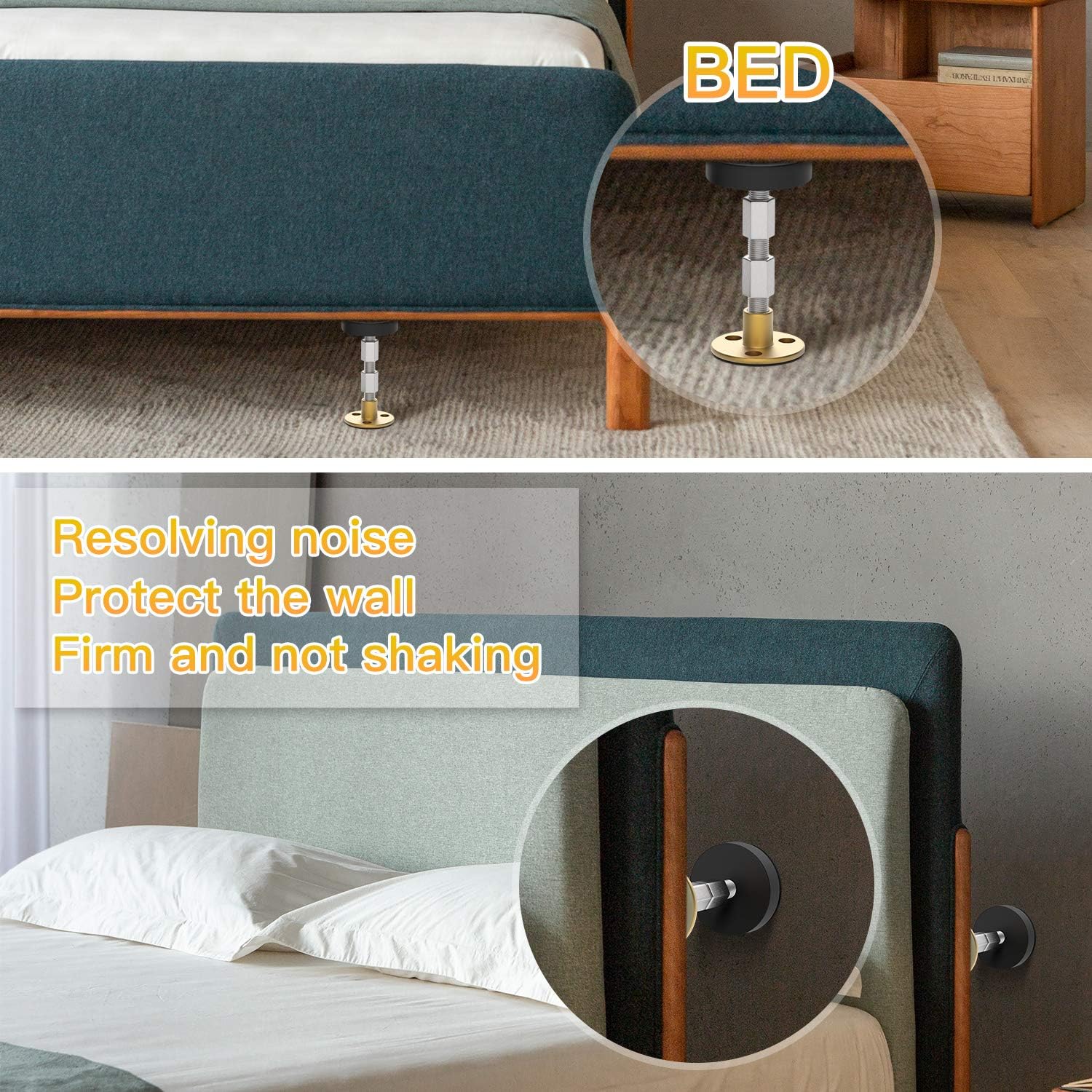 Headboard Stopper 4pcs Bed Frame Anti Shake Tool Threaded Adjustable