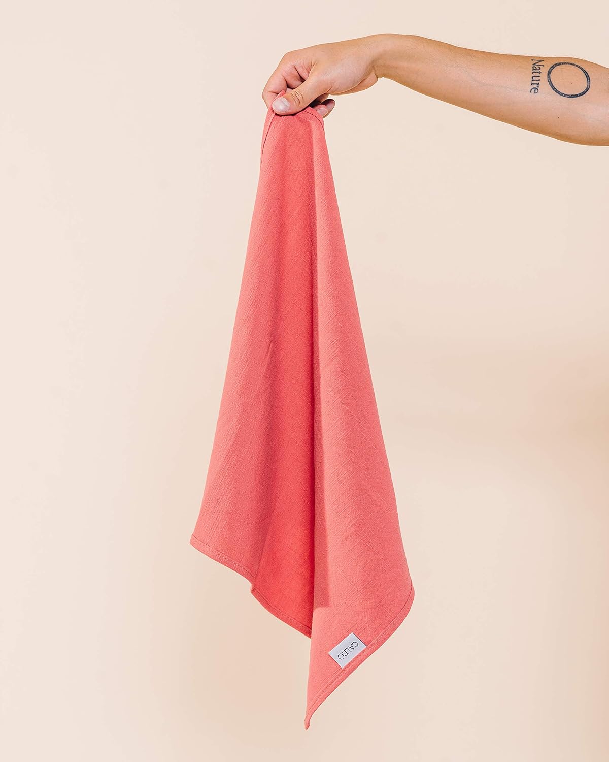 Caldo Linen Dinner Napkins - Rustic- Soft and Durable Cloth- Washable and Reusable - 4 Pack - 20x20 inch (Coral): Home & Kitchen
