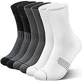PAPLUS 3 Pairs Running Compression Socks for Men & Women, Atheltic Crew Socks with Cushion, Arch Support for Hiking, Cycling