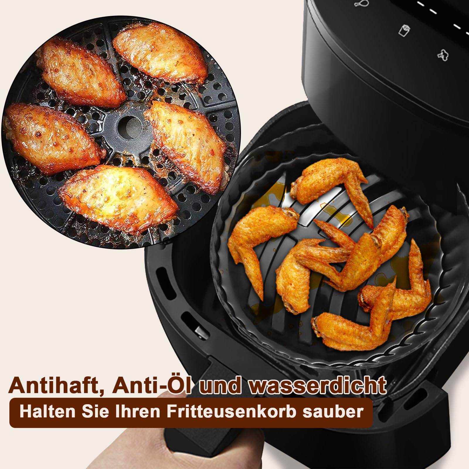 Moleath 15CM Heißluftfritteuse Zubehör für COSORI klein 2L(‎‎CAF-LI211), Chefman 2L, für Tefal 1.6L, 4PCS Mini Airfryer Zubehör mit Grillroste Silikonform, BPA-Frei Air Fryer Accessories 7