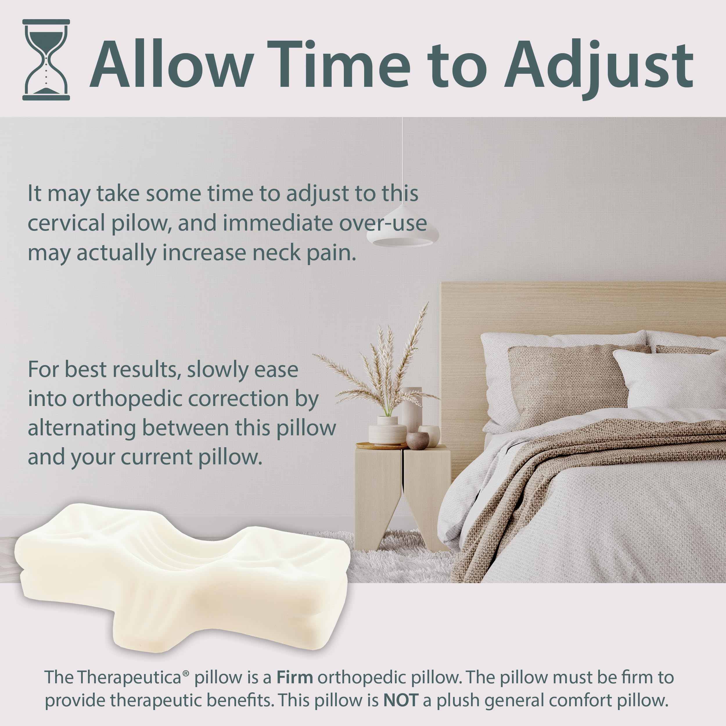 Therapeutica Lite Cervical Orthopedic Foam Sleeping Pillow; for Neck, Shoulder, and Back Pain Relief; Helps Spinal Alignment; Back and Side Sleeping, Medium Firm - Large