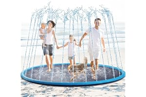 Lewtemi 8 ft Giant Nonslip Splash Pad 96" for Adult Kids and Dog, Thicken Sprinkler Pool Summer Outdoor Water Playmat for Backyard, Fun Backyard Fountain Pad(Simple)