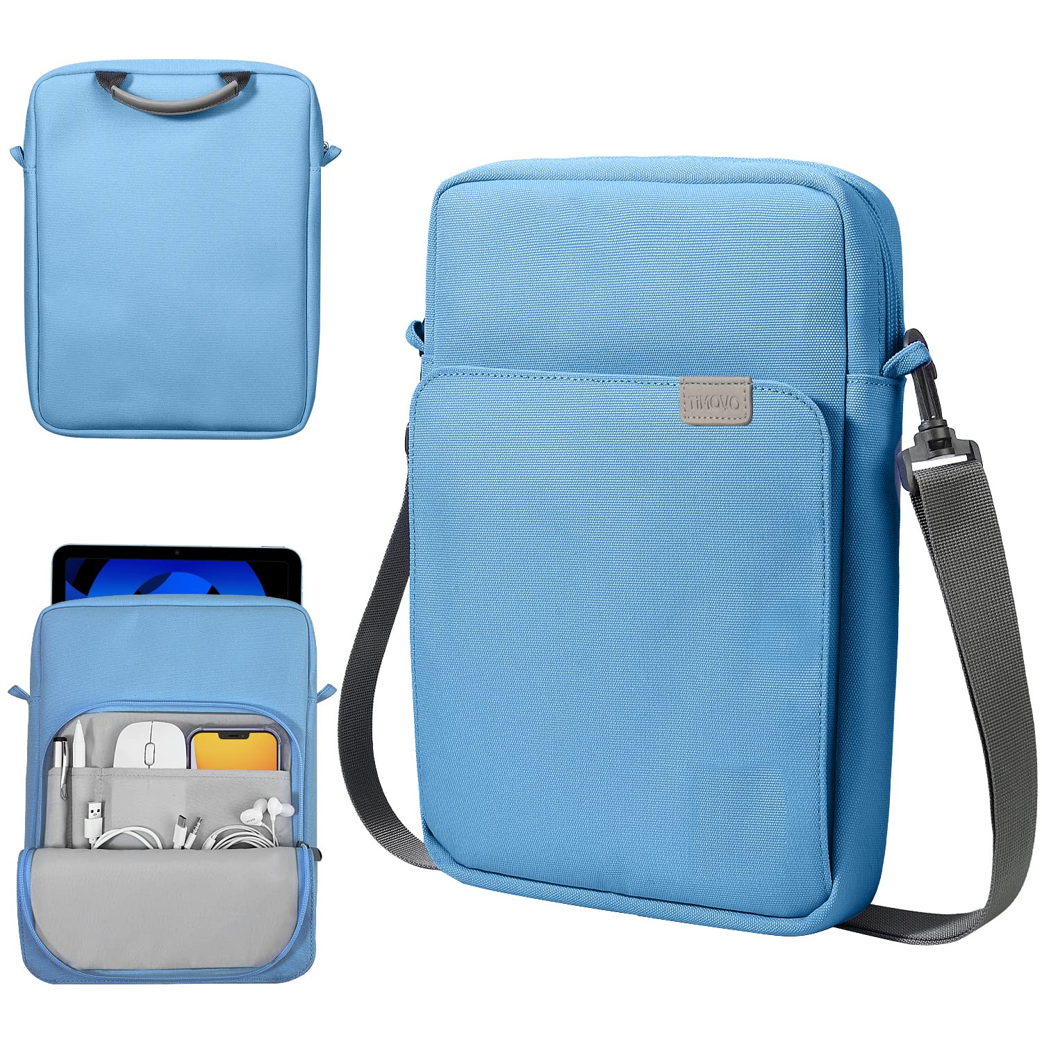 TiMOVO 9-11 Inch Tablet Sleeve Bag with Shoulder Strap for iPad 11-inch A16 2025, iPad 10th Gen. 10.9"/10.2", Galaxy Tab A9+/A11Plus 11", Dusty Blue — image 1