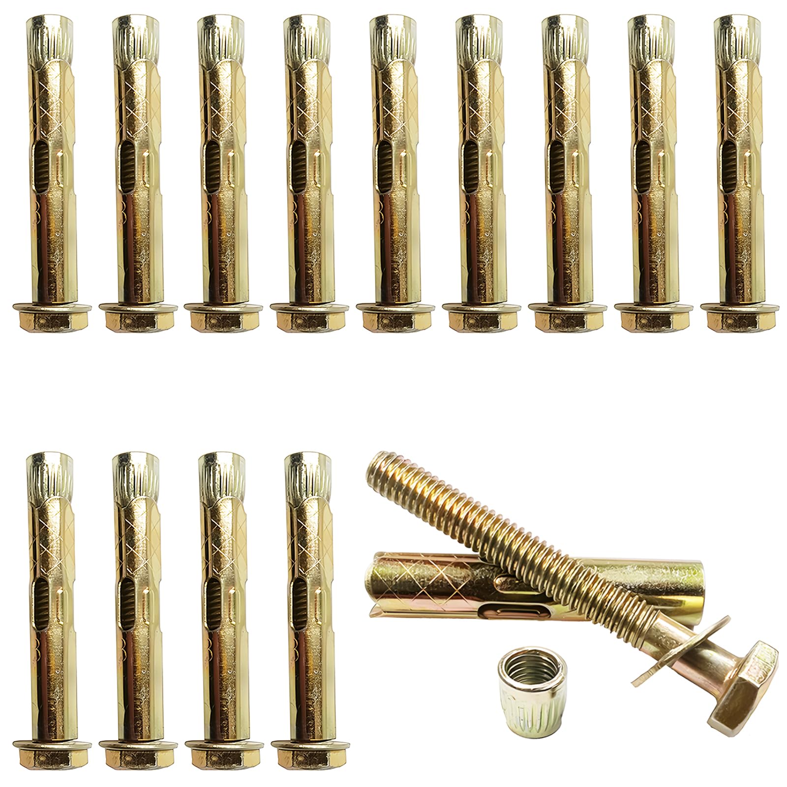 JXPXJMY 14 PCS Expansion Anchor Bolts, Carbon Steel Galvanized Heavy Duty Anchor Bolts for Wall Cement Floor and Suspended Ceiling Construction (M6*50)