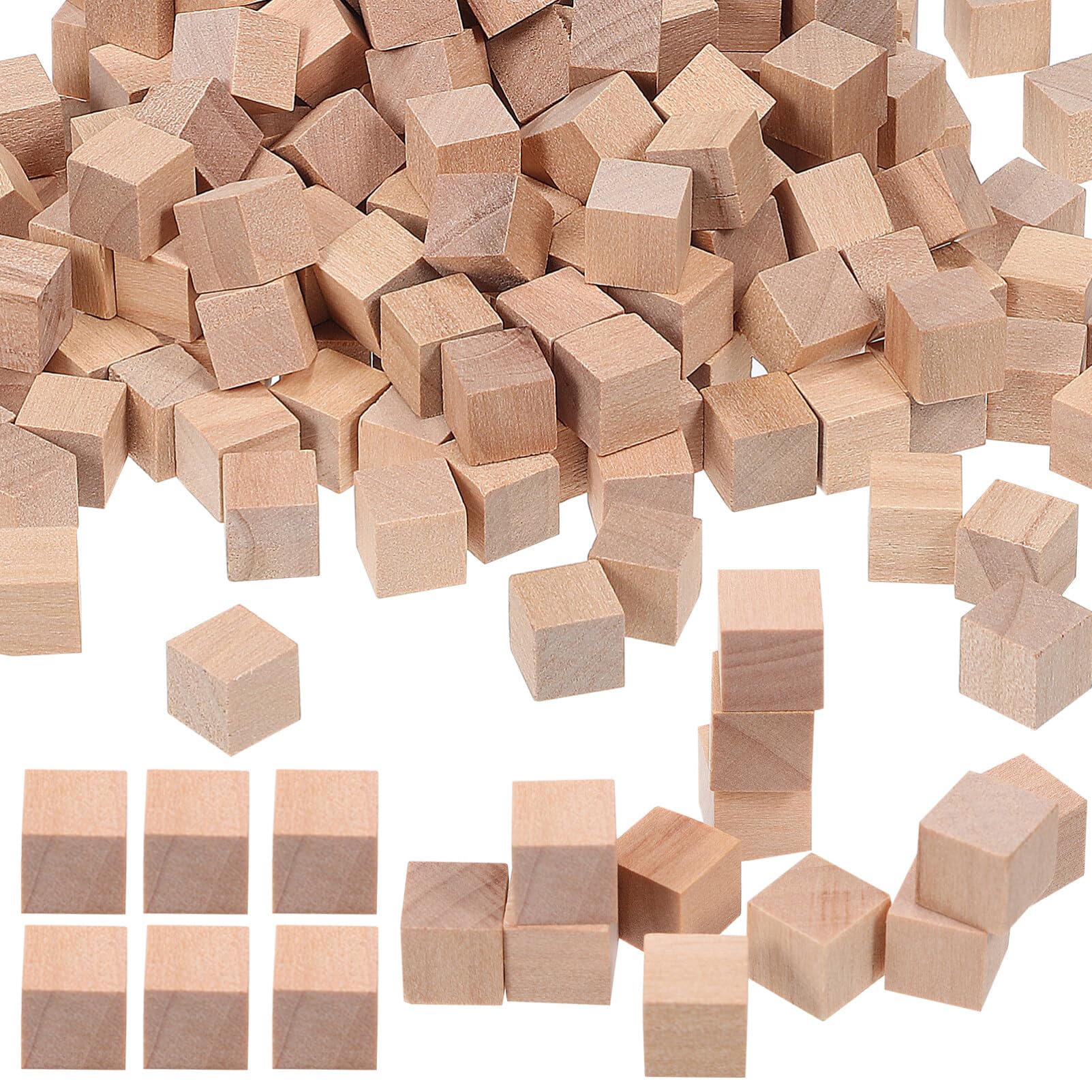 COHEALI 400pcs Unfinished Wooden Cubes for Crafts Natural Wood Blocks Smooth Premium Lotus Wood for Educational Projects DIY and Creative Imagination Development