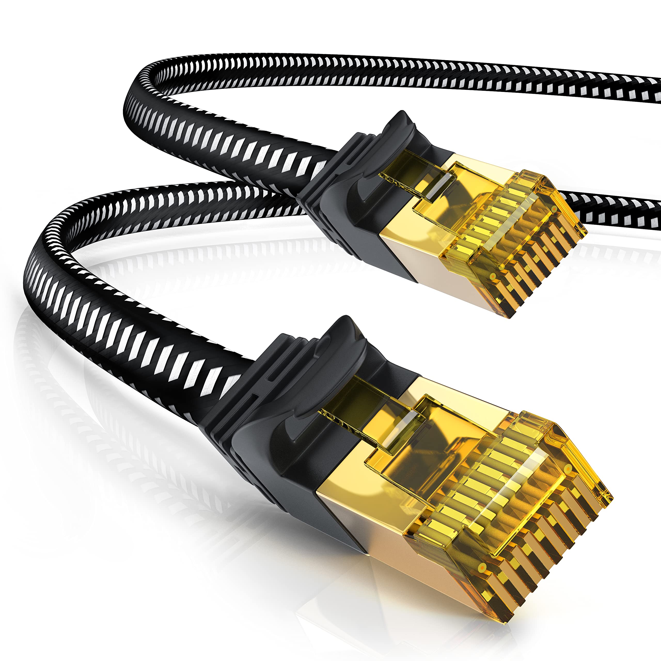 CSL - 5 m CAT 7 Network Cable Flat and Thin - LAN Cable for 10 Gigabit High Speed, Internet Cable, Flat Ribbon Cable, Installation Cable - 10 Gbps Cat.7 RJ45 Cable for Switch Router Modem PC, 5