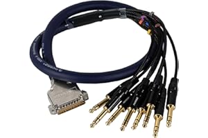DEANFINN 3.28ft/1m DB25 Male to 8 Channel ¼” 6.35mm TRS Snake Cable, Professional Low Noise Stereo Audio Adapter Extension Ca
