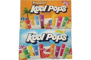 Kool Pops Freezer Pops Bundle - 2 Items: 2 Boxes of 16 Pops - Original and Tropical Flavors