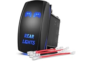 Nilight NI-RS05 LED Light Bar Rocker Switch 5Pin Laser On/Off Rear Lights Rocker Switch 20A/12V 10A/24V Switch Jumper Wires Set,2 years Warranty , Blue