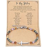Junifi Dainty Cross Bracelet for Women, Easter Basket Stuffers for Teens, Christian Gifts for Women Friends Sister Daughter Mom Sister in Christ on Birthday Valentine's Christmas