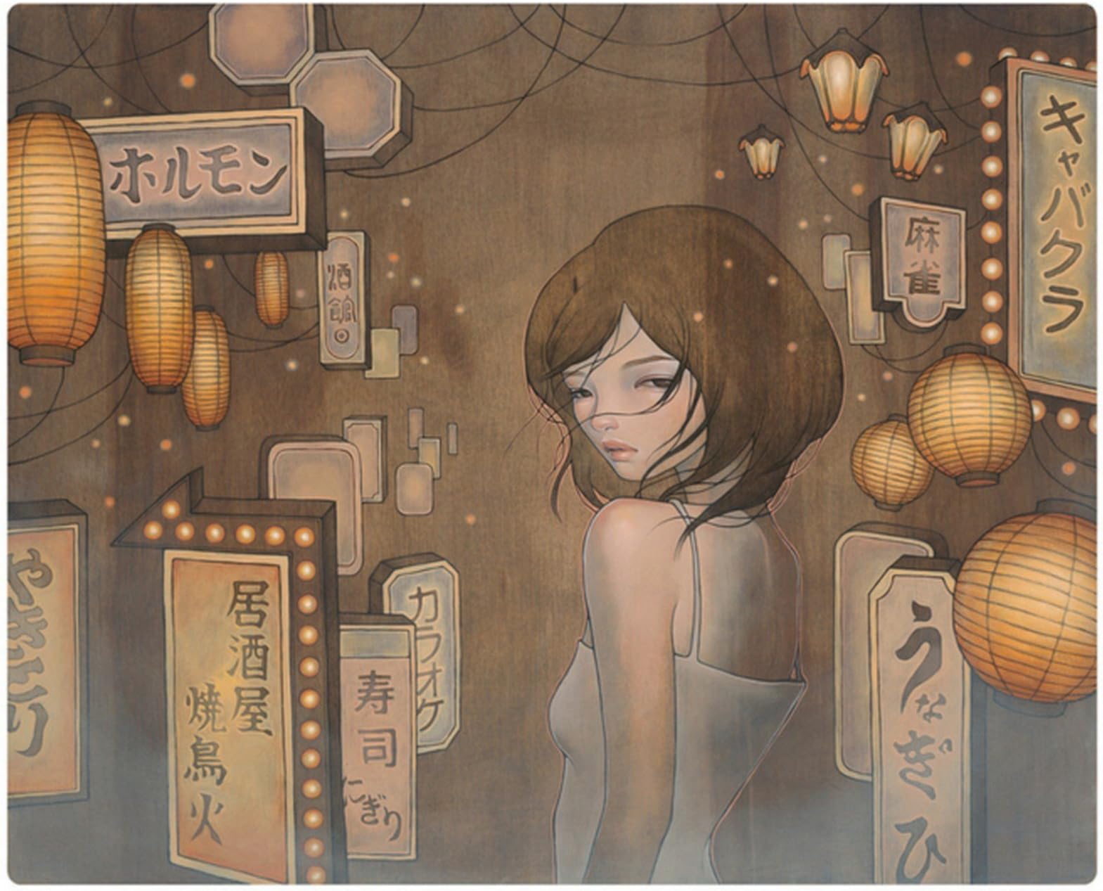 Audrey Kawasaki, titulo: ciudad , LITHOGRAPHY TECNIQUE 38X28 cmts . PAPER BFK France (WATERMARK) edition 100