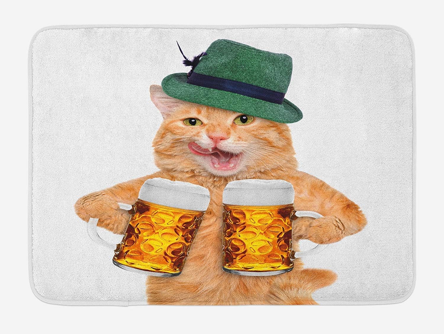 Joneaj Tapis Bain Chat Avec Bonnet Chope Biere Cool Chat Bavarois Oktoberfest Humour Traditionnel Avec Fond Anti Derapant Peluche Garniture Salle Bain Coussin Flanelle Resistant Taches 40x60cm Amazon Fr Cuisine Maison