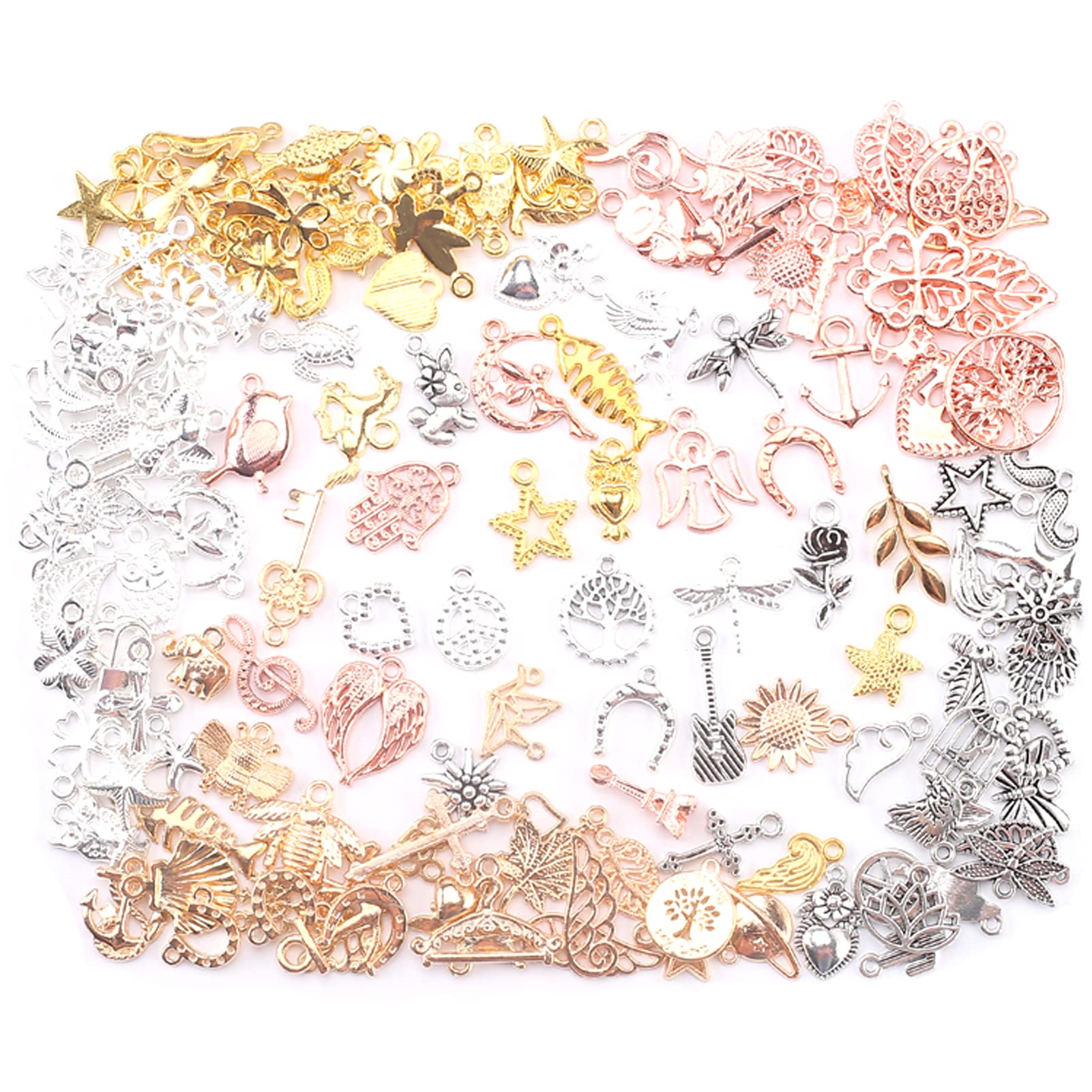 YIEUR Pack of 150 Charms Pendants, Mini Metal Mixed Jewellery Pendants, Vintage Aesthetic Accessories for DIY Jewellery Crafts