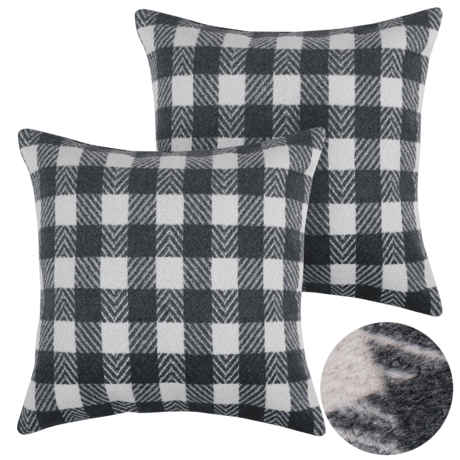 Set Of 2 Velvet Soft Throw Pillow Case Green Scottish Tartan