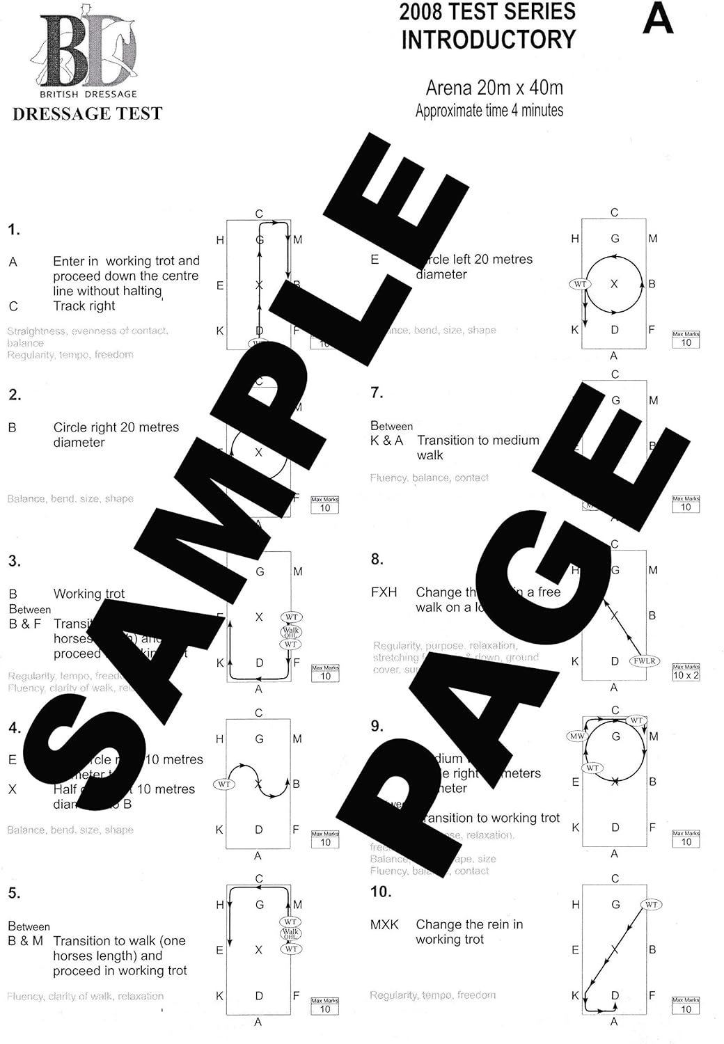 Official Laminated British Dressage Tests with Diagrams Preliminary