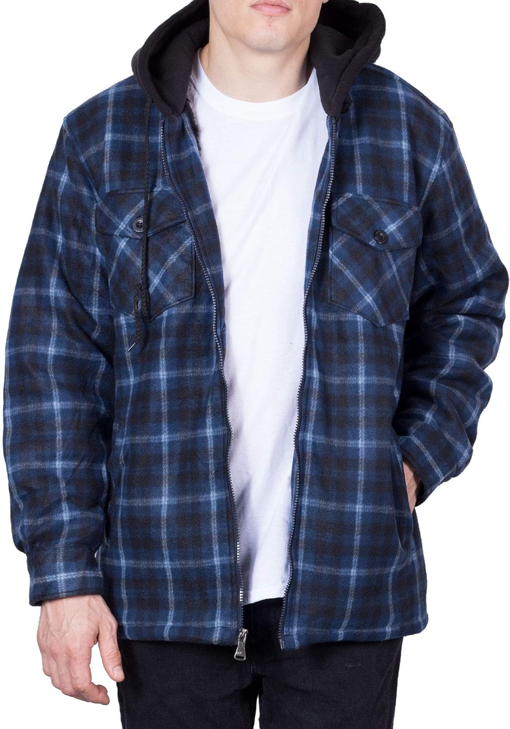 mens fleece lined flannel hoodie