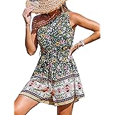 CUPSHE Women Mini Romper One Shoulder Casual Floral Belted Jumpsuit Summer Overall Wide leg Outfit