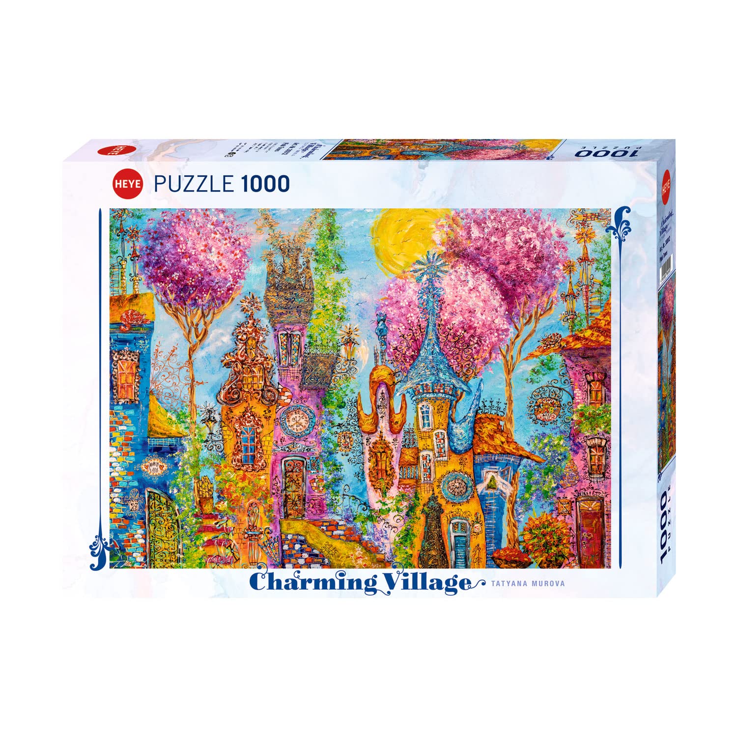 Heye Puzzles - 1000 Pc - Pink Trees, Charming Village