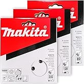 Makita 30 Piece - Multi Grit Sanding Disc Set For 5" Random Orbit Sanders - For Wood, Metal & Plastic - 80, 120 & 240 Grit | 8 Hole Hook-And-Loop Sandpaper