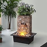 Kalona Tabletop Waterfall Fountain, Zen Fountain for Home Office Decor with LED Lights, Relaxing Indoor Water Feature with Re