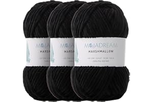 MOJADREAM 3PCS 3.5oz Chenille Yarn for Blankets Amigurumi: Soft Velvet Baby Yarn Blanket Knitting and Crocheting Bulky 5# Yarn 3 Skeins of 100g (Black)