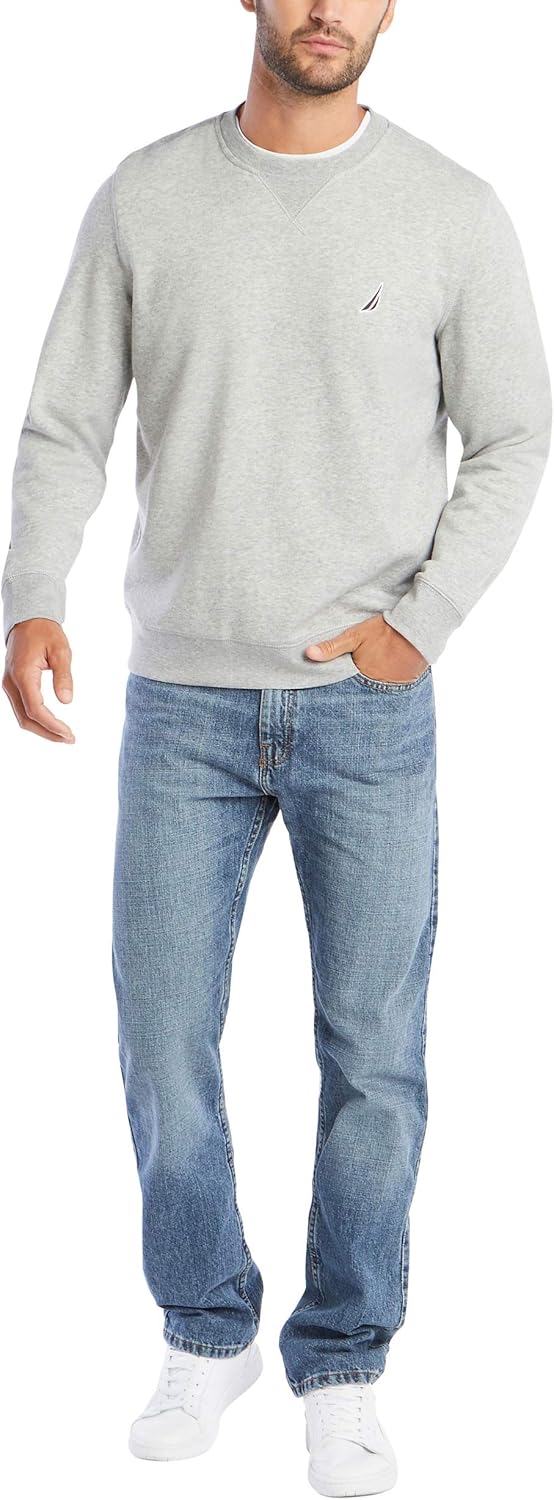 Nautica Men's Basic Crew Neck Fleece Sweatshirt at  Men’s Clothing store