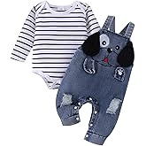 Baby Boy Clothes Newborn Long Sleeve Romper Cartoon Animal Jeans Suspender Overalls Jumpsuit Fall Outfits 0-18 Months