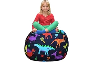 DASHN PRODUCTS Bean Bag Chair for Kids - Stuffed Animal Toy Storage Cover with zipper - Dinosaur X-Large - Toddlers, Teens, Boys, Girls - Playroom, Bedroom Decor
